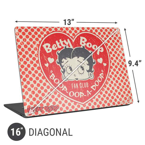 Betty Boop Red Heart Universal Laptop 16in (13 x 9.4in) Skin